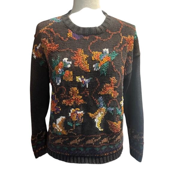 Vintage Reference Point Floral Knit Sweater Size Large - Picture 2 of 6